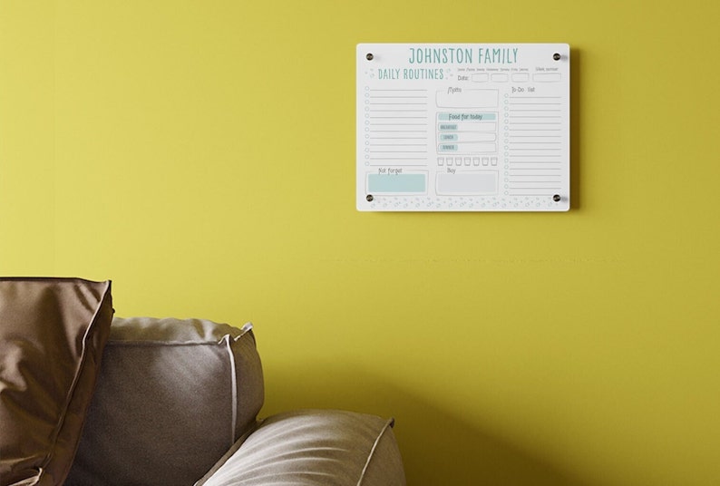 Acrylic Dry Erase Board, Wall Chart Daily Routine, Family Planner, Home