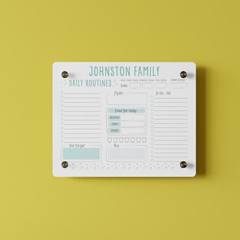 Acrylic Dry Erase Board, Wall Chart Daily Routine, Family Planner, Home