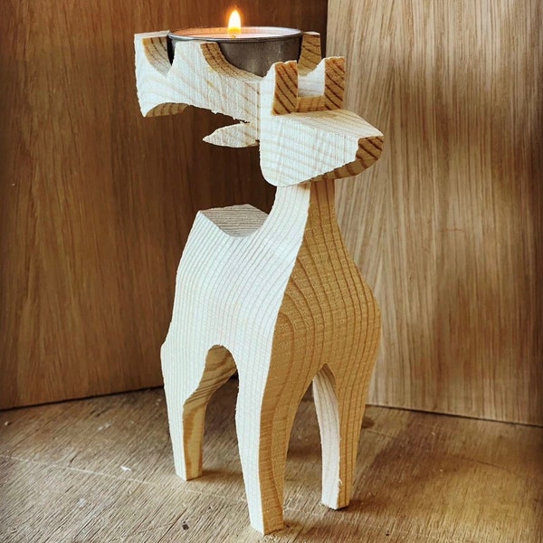 Tea-light Holder Bandsaw Reindeer (Mkii) Plans with instructions (PDF download)