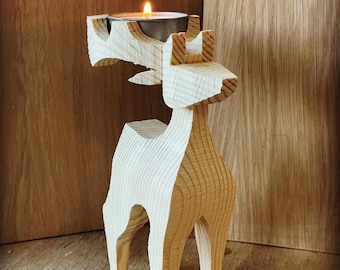 Tea-light Holder Bandsaw Reindeer (Mkii) Plans with instructions (PDF download)