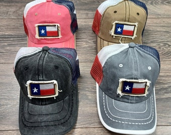 Texas Flag Adjustable Snapback Hat Meshback Cap