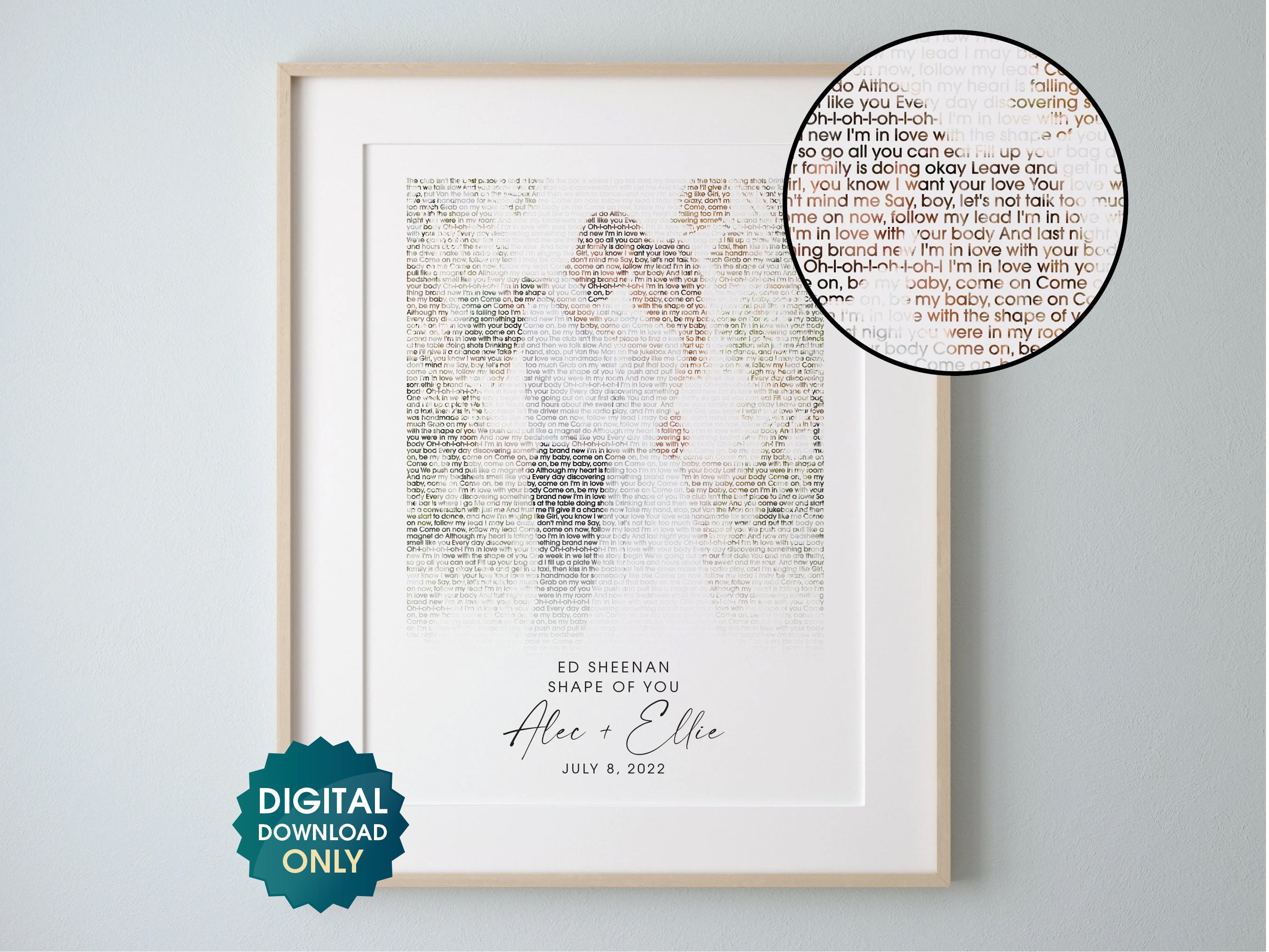 Wedding Anniversary gift first dance song Wall Art Print photograph —  Modern Memory Design Picture frames