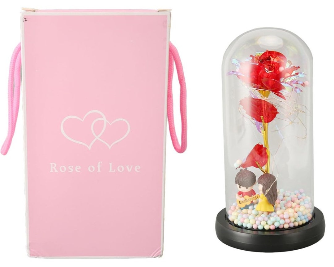 Artificial Rose, Transparent Box of Preserved Flowers for Anniversary ...