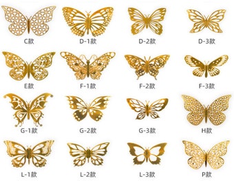 Gold Butterfly 12 Pcs, 3D Butterfly, Wall Decor for Home Decoration DIY ...
