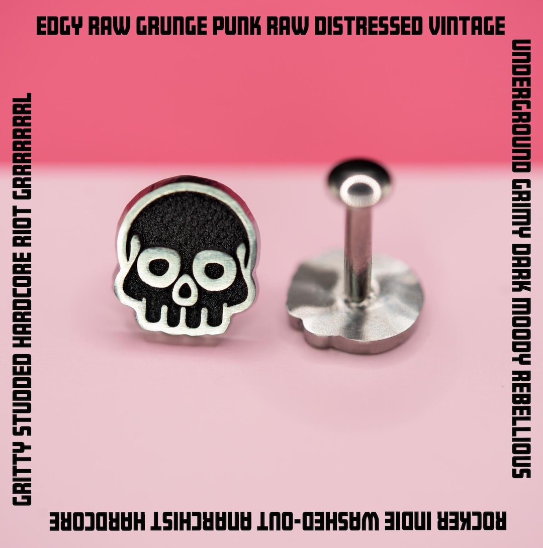 Skull Stud Earring, Halloween Stud, Spooky Jewelry, Threadless Implant Grade Halloween Skull, Flat Back Labret, Sold Individually - Etsy Japan