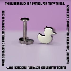 Titanium Flat Back Stud Earring, Hypoallergenic Rubber Duck Earring, Titanium Push Back Stud, Implant Grade Titanium, Sold Individually