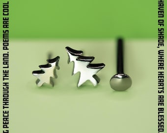 Flat Back Tree Stud, Titanium Push Back Tree Earring, Threadless Implant Grade Titanium, Comfortable Earrings, Flat Back, Sold Individually