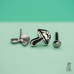 Mushroom Earring for Sensitive Skin, Titanium Mushroom Stud, Hypoallergenic Piercing Jewelry, Gift for Mushroom Lover, Sold Individually