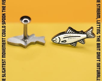 Titanium Flat Back Stud Earring, Push Pin Threadless Trout Jewelry, Titanium Trout, Implant Grade Push Back Studs, Sold Individually