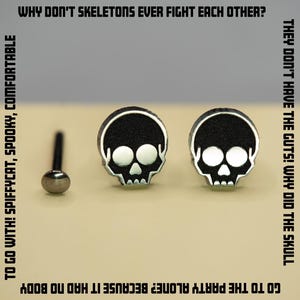 Skull Stud Earring, Threadless Implant Grade Halloween Skull, Flat Back Cartilage Labret, Sold Individually