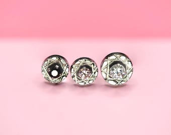Titanium Gemstone Stud Earring, Cubic Zirconia Push Back Stud, Hypoallergenic Earrings, Implant Grade Titanium, Sold Individually