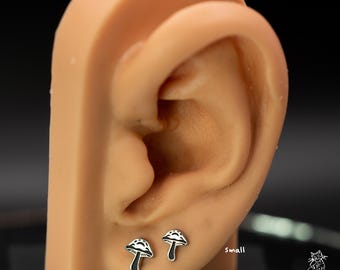 Mushroom Earring for Sensitive Skin, Titanium Mushroom Stud
