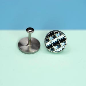 Geometric Earrings, Titanium Push Back Earrings, Round Titanium Studs, ASTM-F136, Threadless Flat Back Cartilage Labret, Sold Individually