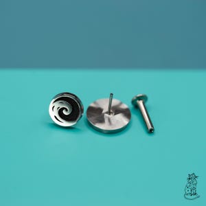 Titanium Flat Back Stud Earring, Wave Push Back Earring, Ocean Threadless Implant Grade Titanium, Comfortable Earring, Sold Individually