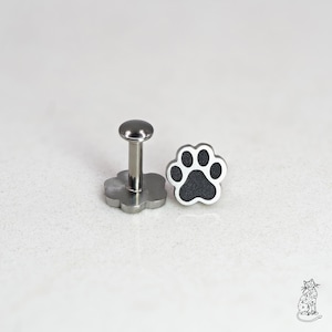 Small Titanium Dog Paw Flat Back Stud Earring, Hypoallergenic Medical Grade Push Pin, Cute Dog Paw Cartilage Tragus Stud, Sold Individually