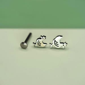 Chicken Hen Stud Earring, Titanium Chicken Nap Earring, Hypoallergenic Hen Earring, Push Back Stud, Implant Grade Titanium,Sold Individually