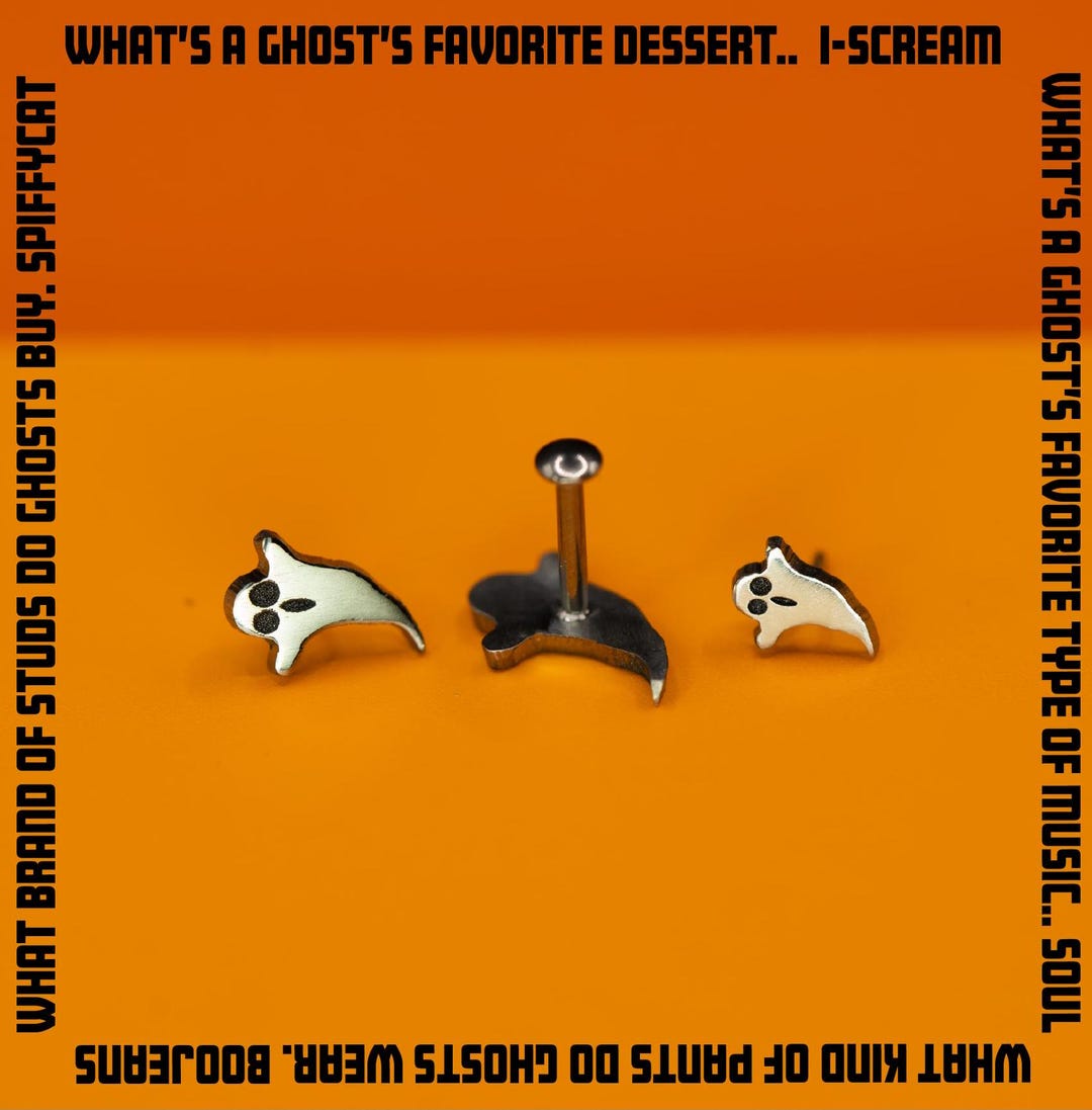 Ghost Stud Earring, Ghost Earrings for the Holidays, Threadless Stud ...