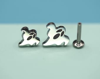 Ghost-knop, schroefdraadloze knop, labret-knop, schroefdraadloze platte achterkant, titanium implantaat, afzonderlijk verkocht