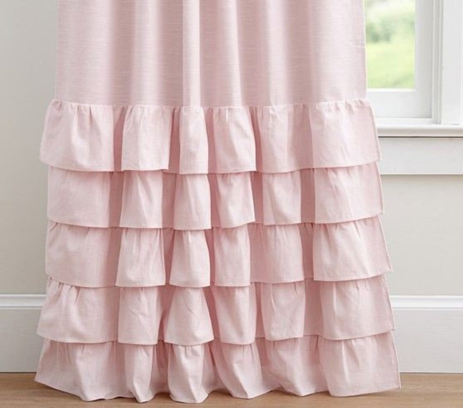Linen Ruffle Curtain Custom Linen Panel Boho Ruffle Designer Etsy