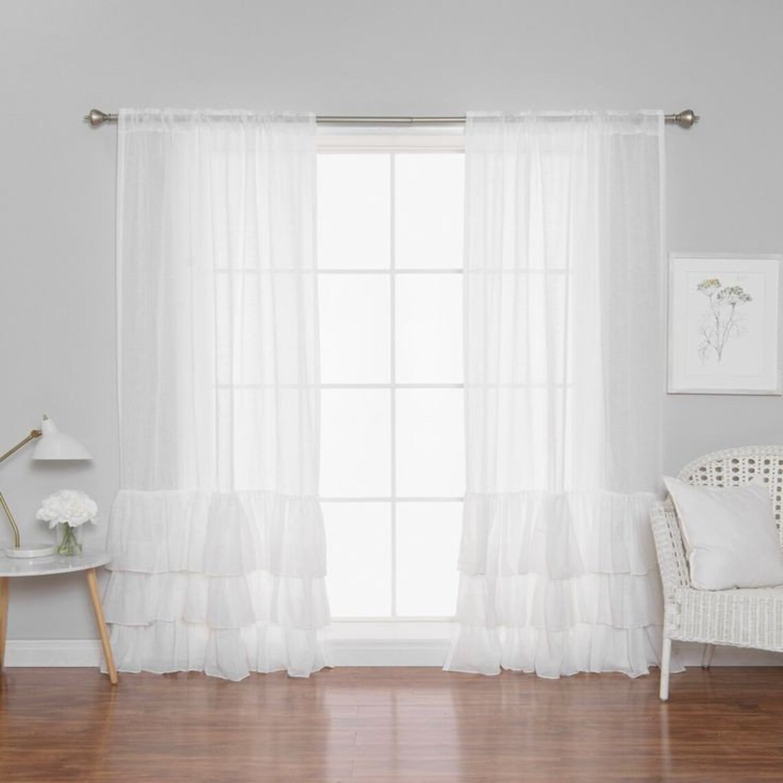 Linen Ruffle Curtain Custom Linen Panel Boho Ruffle Designer Etsy