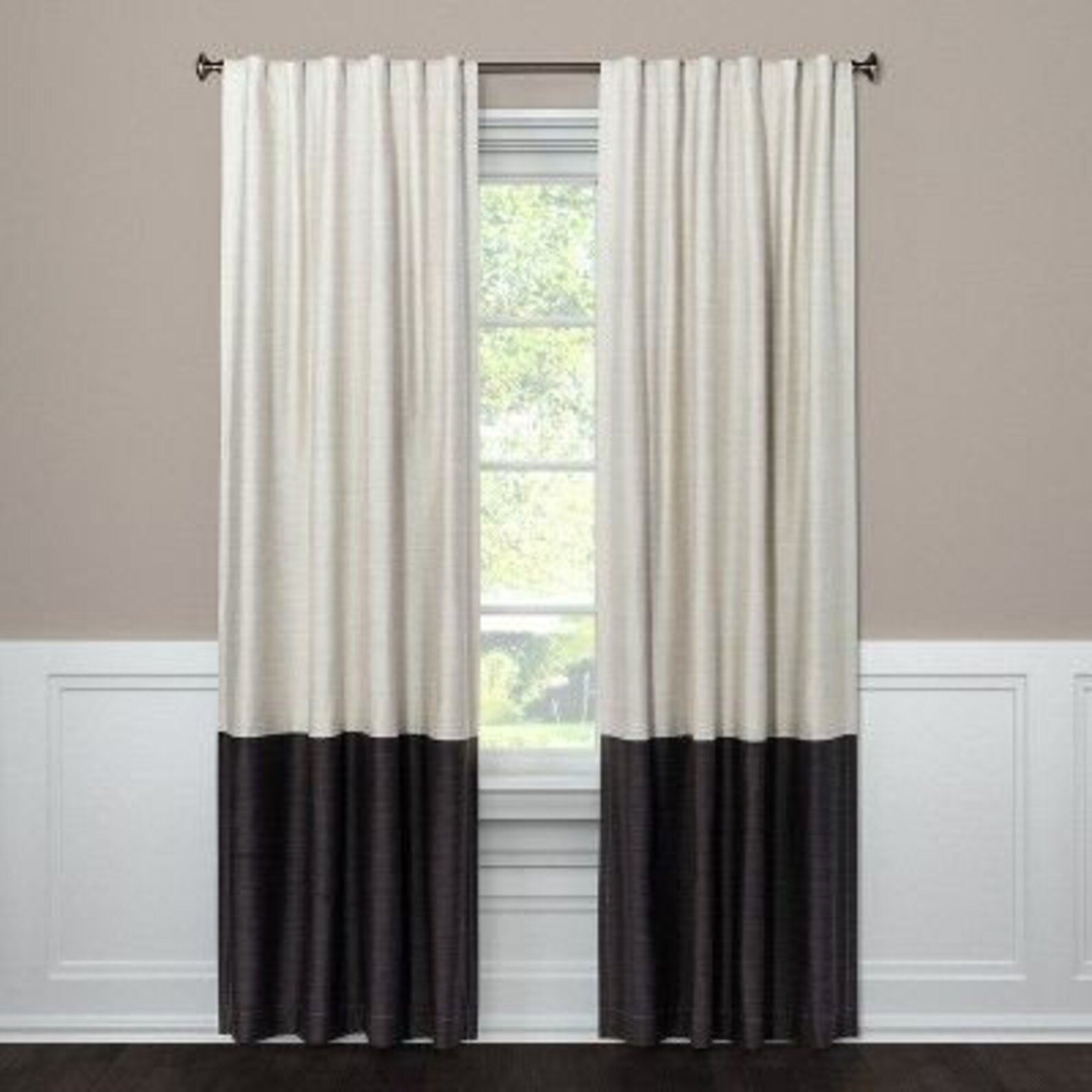 Set Of 2 Linen Curtain Color Block Curtain Color Block Etsy