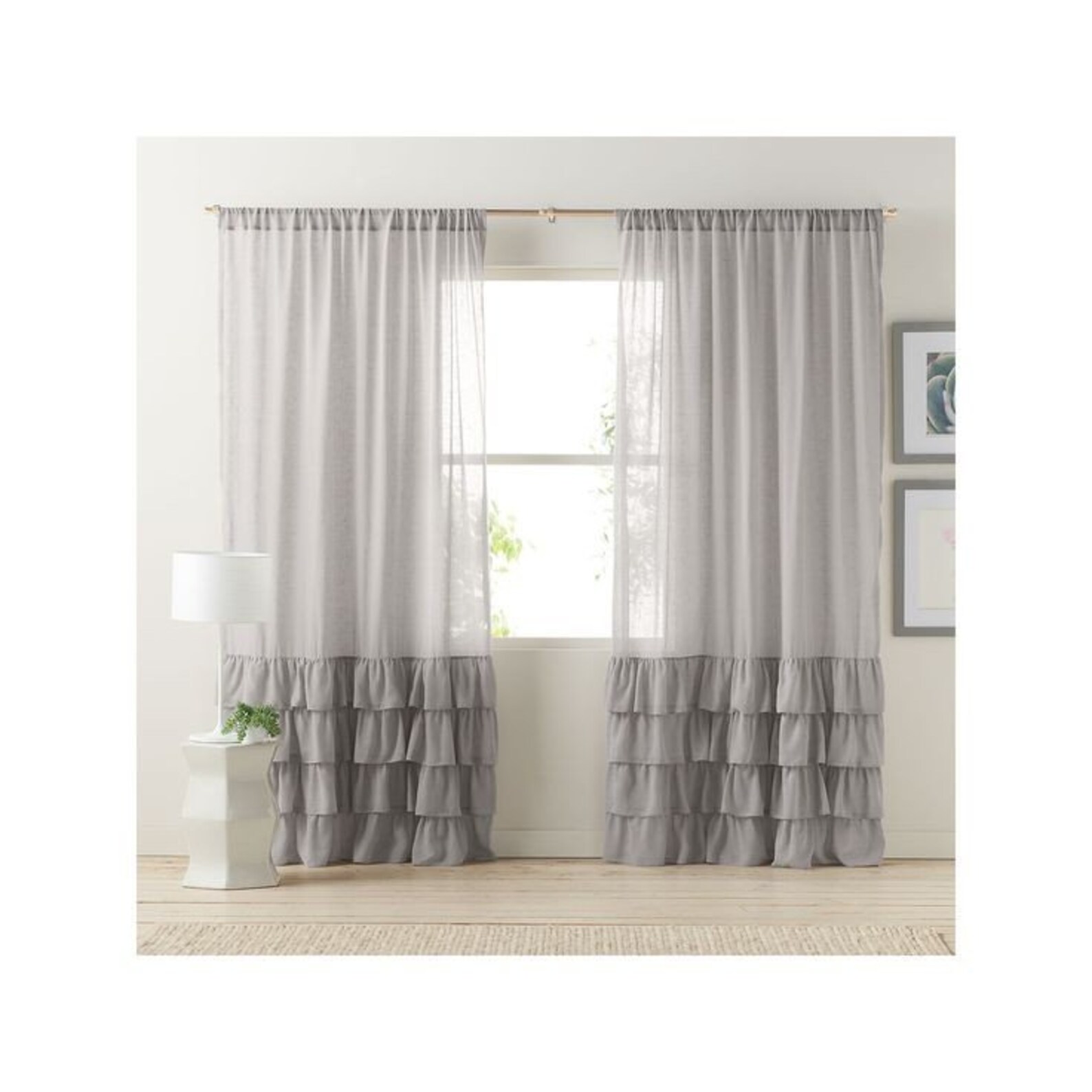 Linen Ruffle Curtain Custom Linen Panel Boho Ruffle Designer Etsy