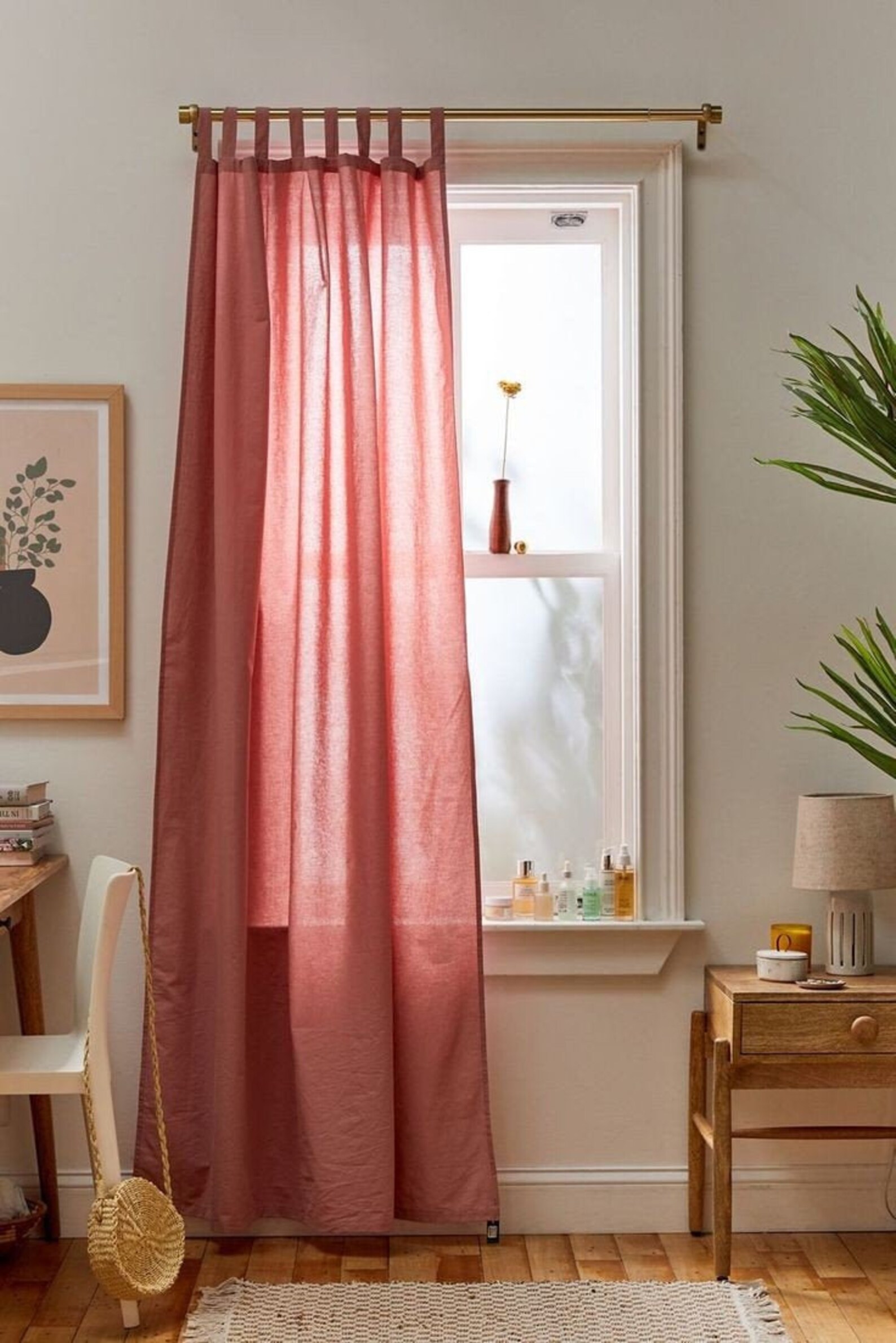 Set of 2 Linen Tab Top Curtains Cotton Canvas Curtain Tab Top Etsy