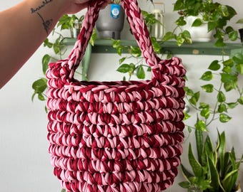 The Siena Bucket Bag - T Shirt Yarn Handmade Crochet Handbag - KABO by kat
