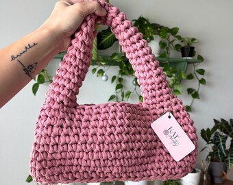 The Charlotte Purse - T Shirt Yarn Crochet Handbag - KABO by kat - Shoulder Bag or Handbag