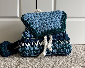 The Valencia Backpack - T Shirt Yarn Handmade Crochet Bag - KABO by kat