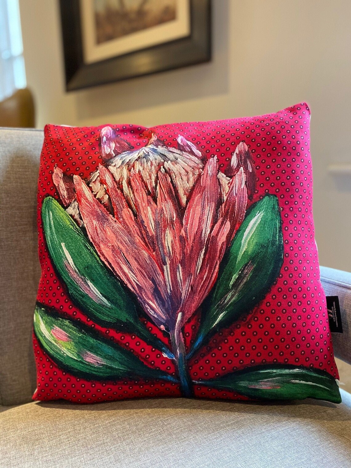 Scatter Cushion Cover Pink Protea on Pink Shweshwe Etsy