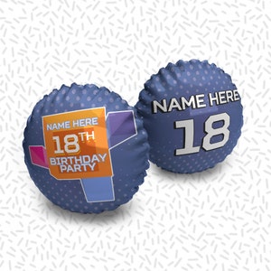 Personalized Birthday Party Balloon, 106 & Park Theme, Retro Party, Bright Memphis Vector, Purple Background