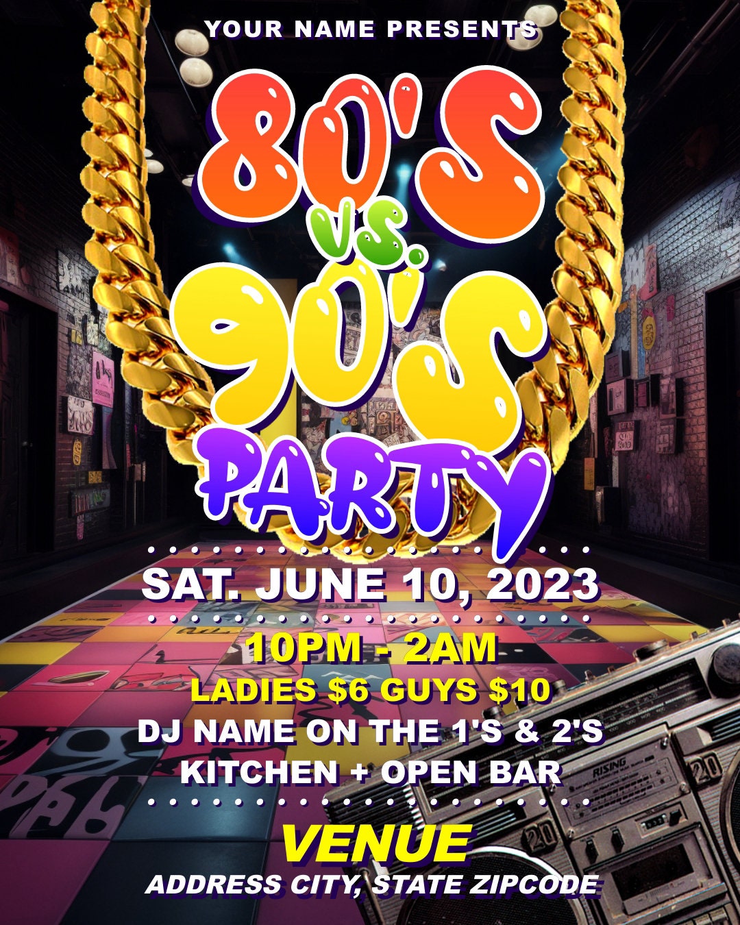 80s Vs 90s Party Invitation, Retro Party Invitation, Birthday Flyer