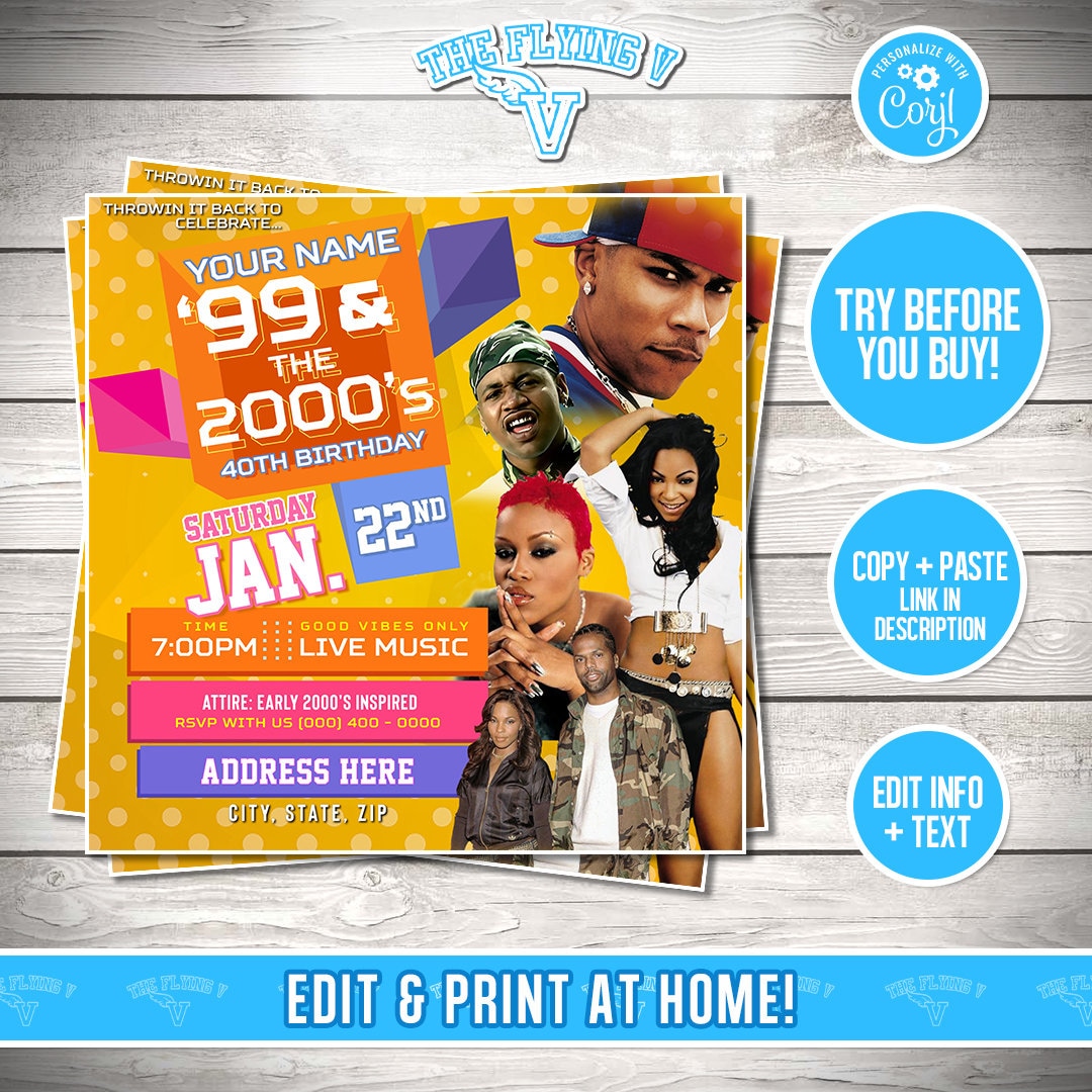 99s and 2000s Party Invitation Editable 106 and Park Theme Party Flyer 99s and 2000s Party Invitation Editable 106 and Park Theme Party Flyer