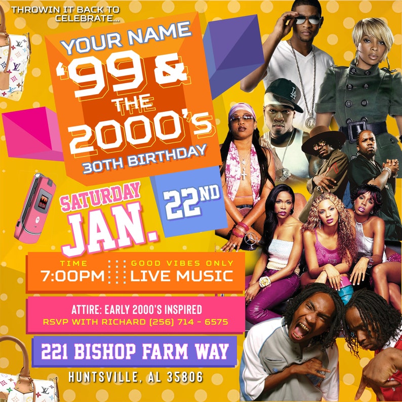 EDITABLE 30th Birthday Party Invitation 106 and Park Flyer 2000s Party EDITABLE 30th Birthday Party Invitation 106 and Park Flyer 2000s Party