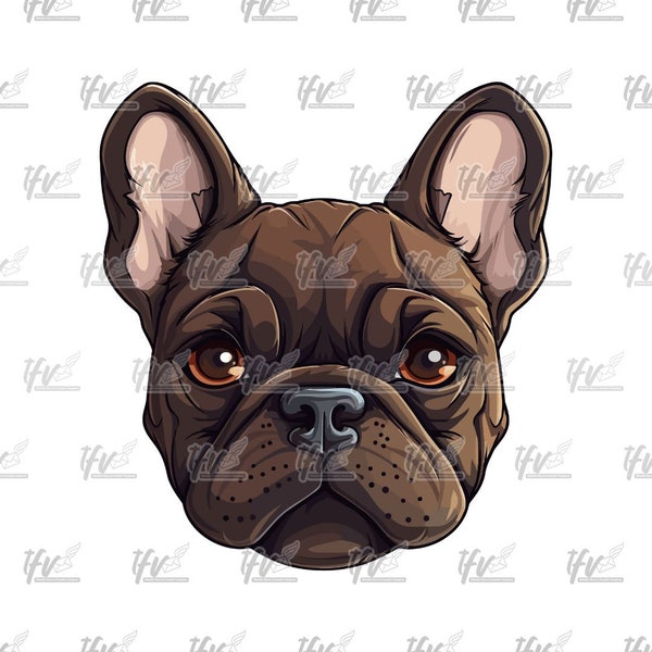 French Bulldog Clip Art, Fluffy Brown Dog, Dog Art, Dog Sublimation Art, French Bully, Dog Face, Cute Dog, Cute Puppy, Animal Clipart