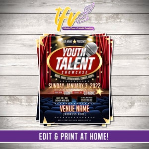 Instant Download Youth Talent Show Printable Invite Template Talent ...