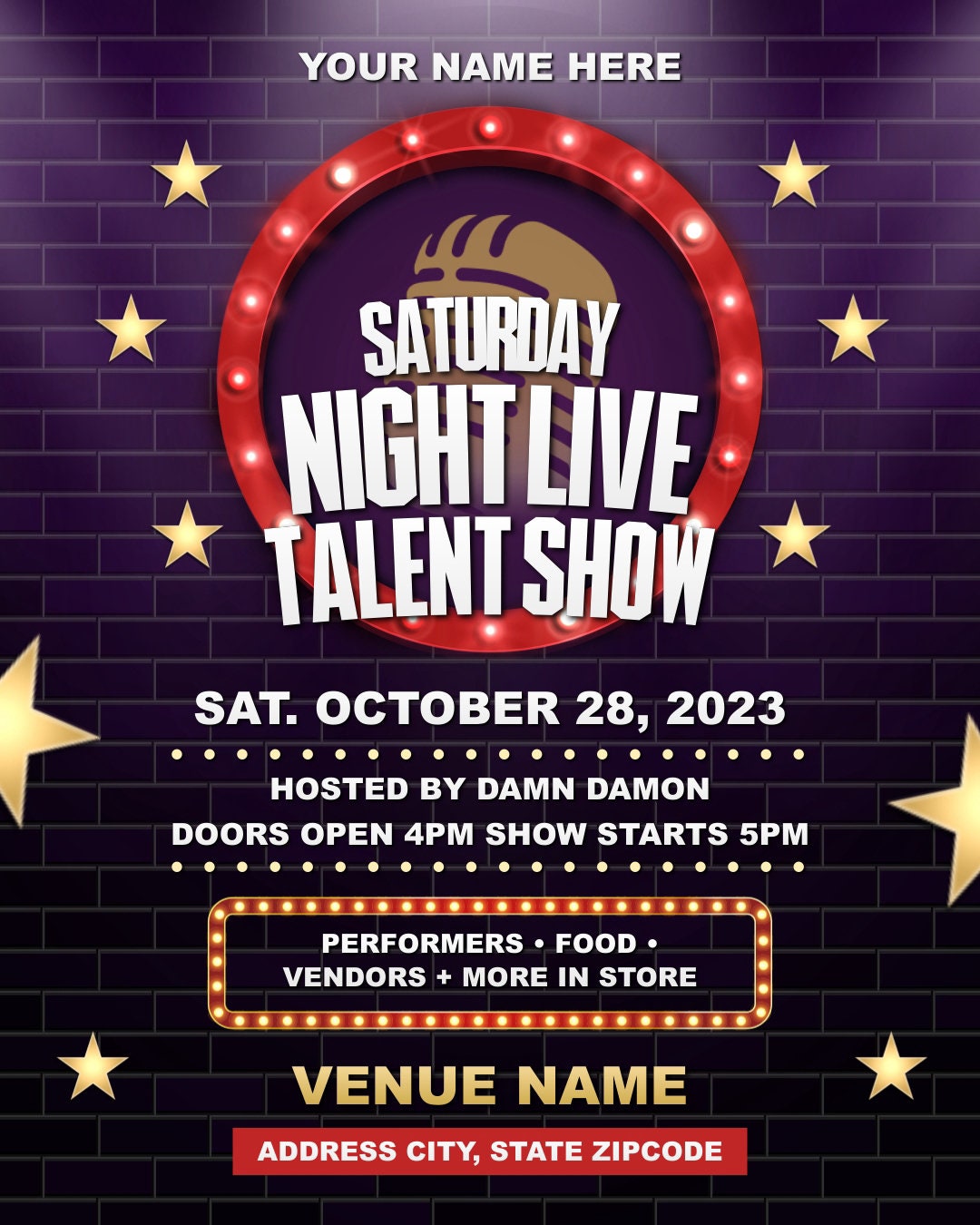 Talent Show Invitation, Talent Show Flyer, Saturday Night Live ...