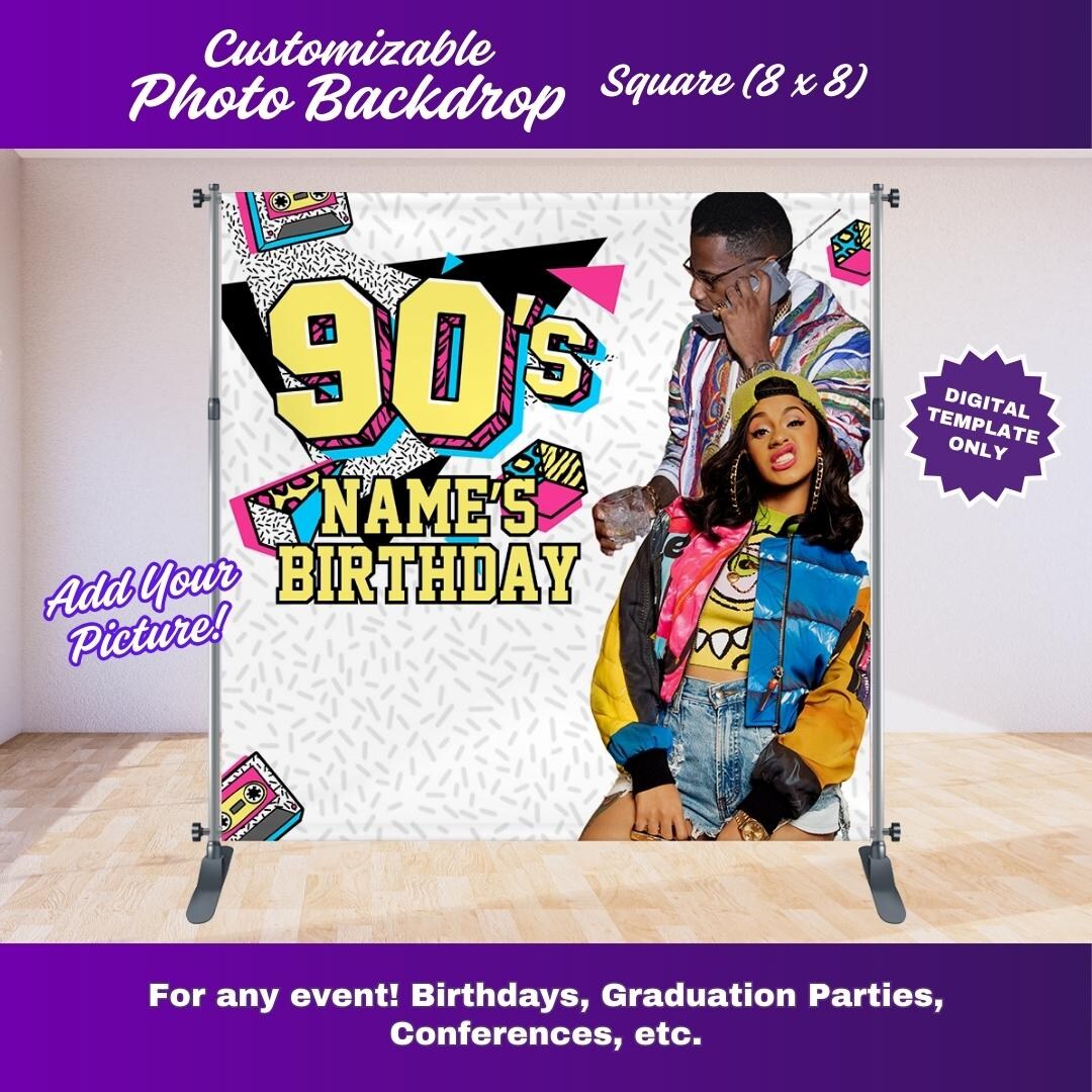 Custom Name Totally 90s Birthday Party Backdrop
