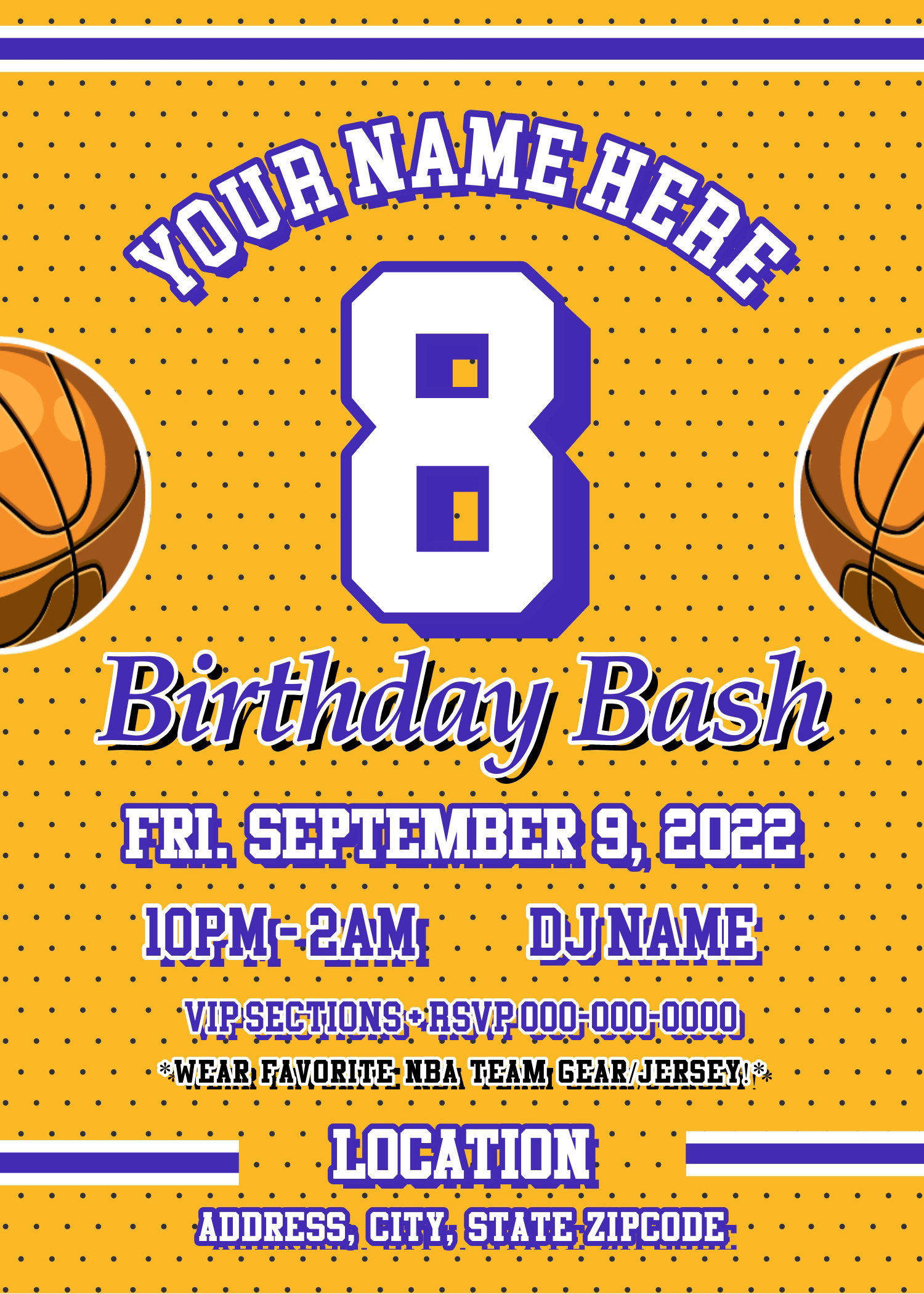 Lakers Birthday Invitation Template
