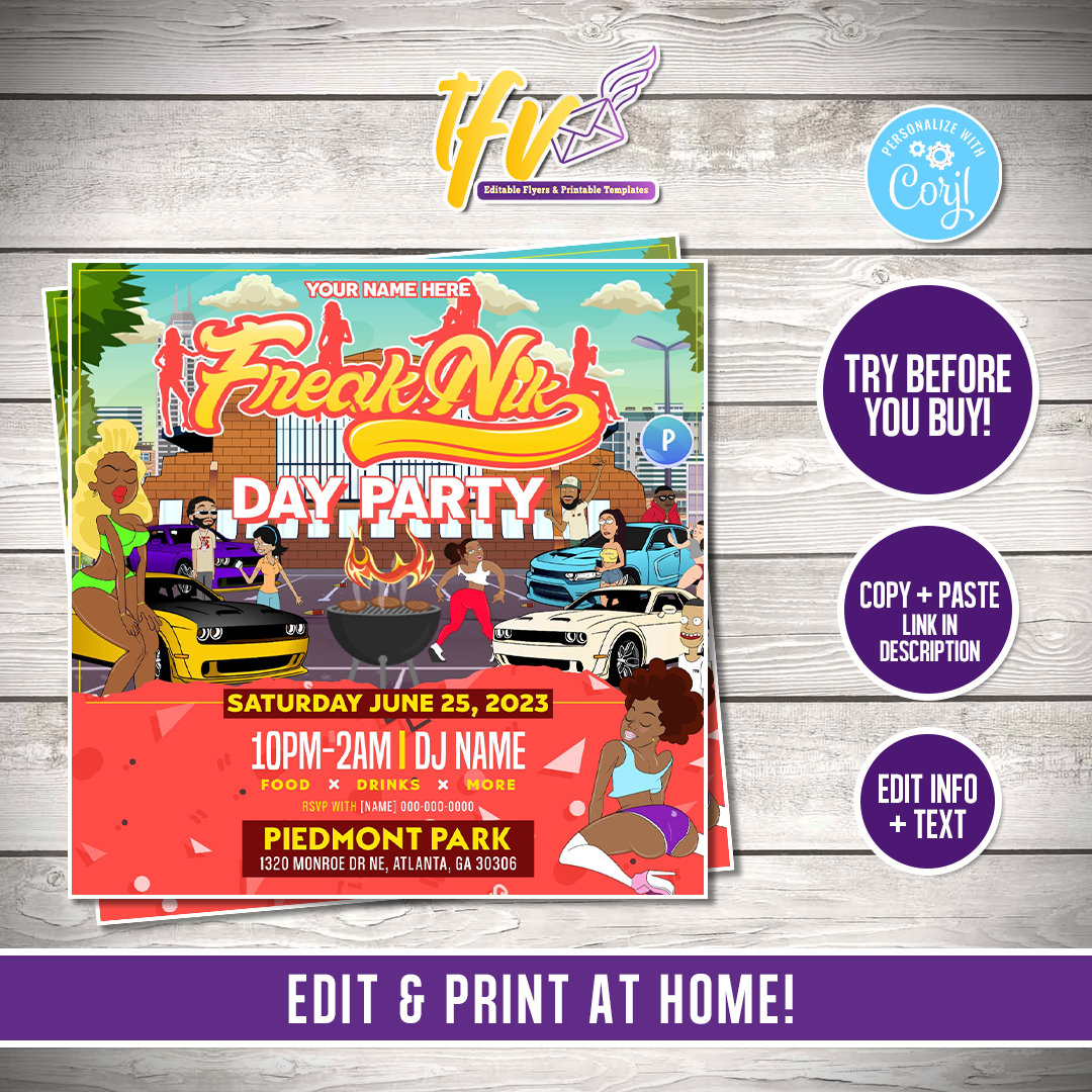Freaknik Kickback Flyer Party Flyer Template Premade Etsy