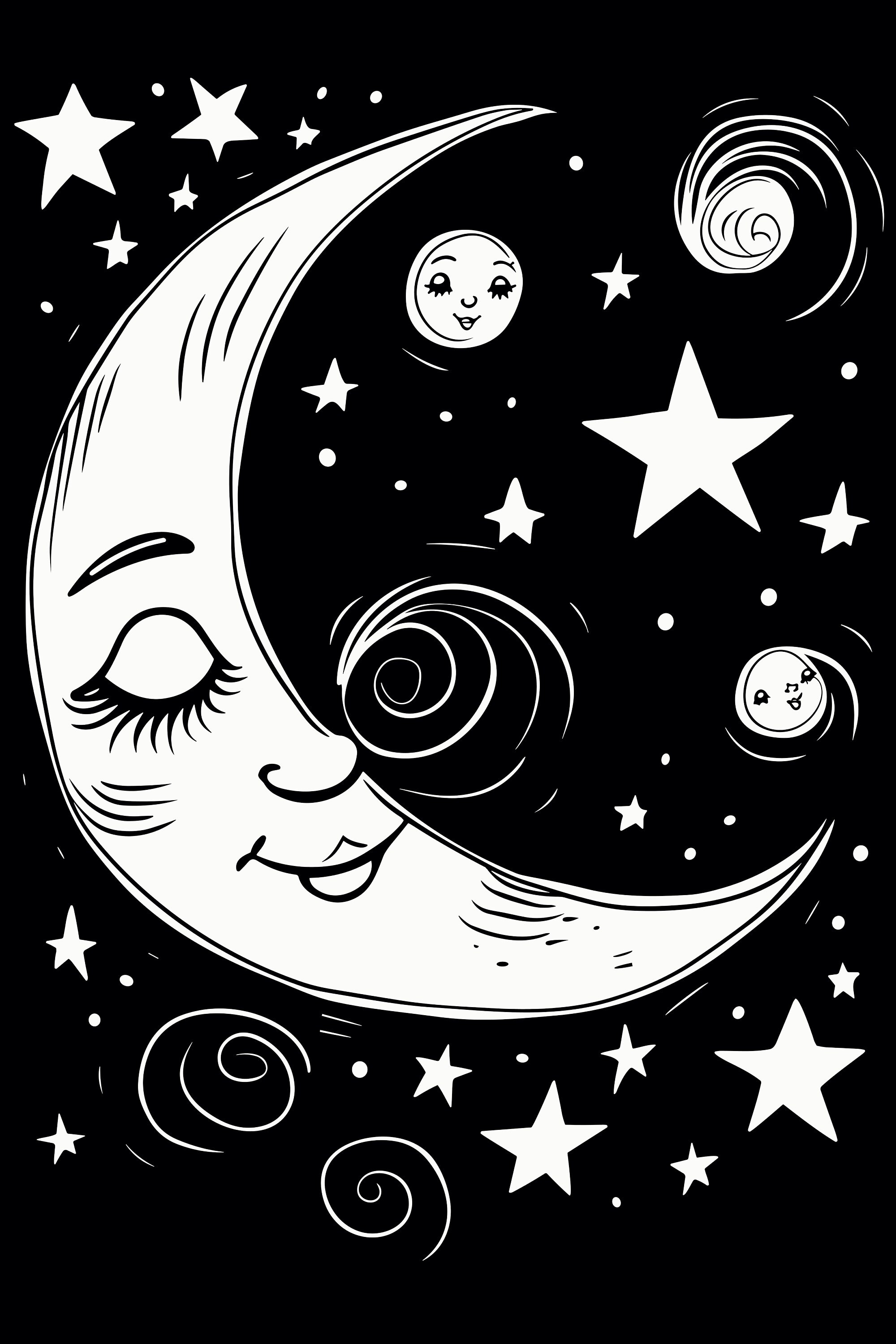 Full Moon, Coloring Page, Coloring Sheet, Adult Coloring Pages, Improve