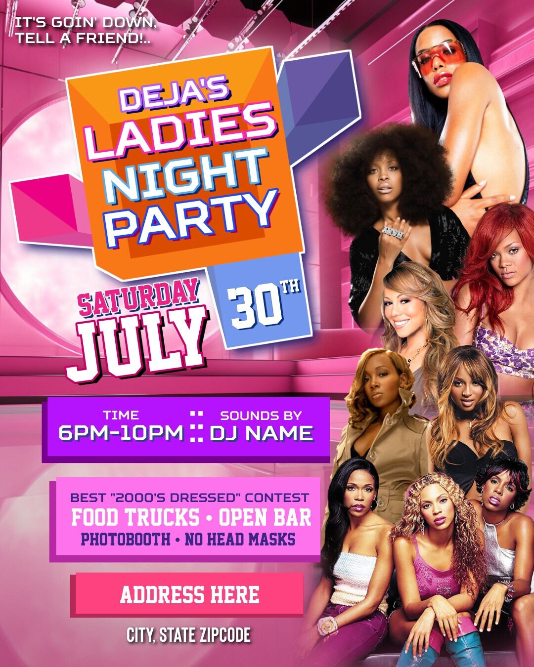 Customizable 2000s Party Invitation Ladies Night Girls Night Retro Theme 106 Park Digital Invitation Template Instant