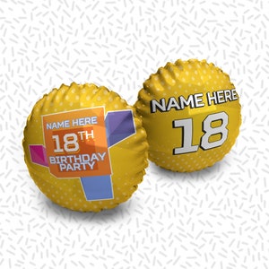 Personalized Birthday Party Balloon, 106 & Park Theme, Retro Party, Circle Vector, Yellow Background