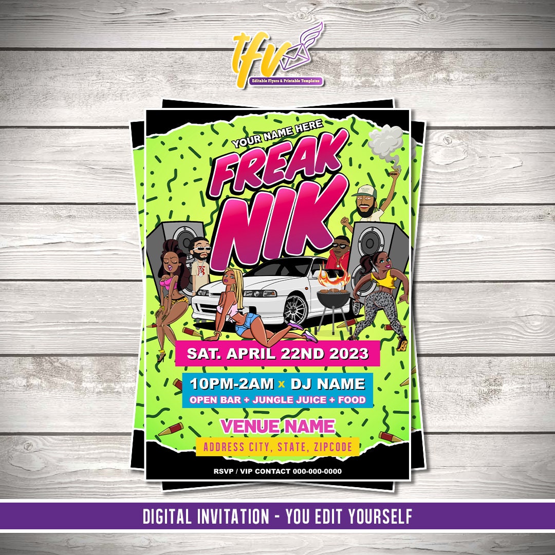 Freaknik Flyer, Freaknik Party Invitation, Freaknik Birthday Flyer Freaknik Flyer, Freaknik Party Invitation, Freaknik Birthday Flyer