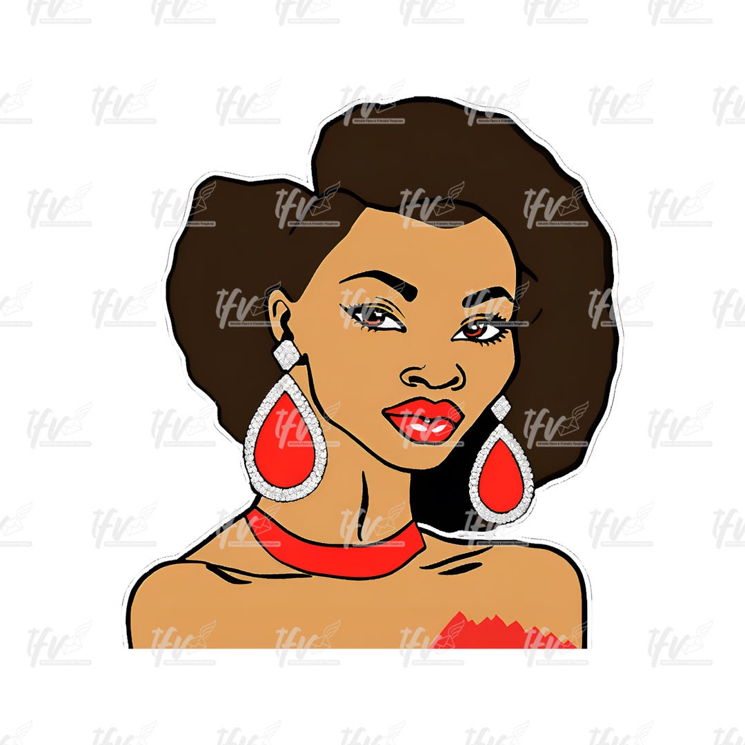 Beautiful Black Woman Clip Art, Woman Clip Art, Sublimation Design ...