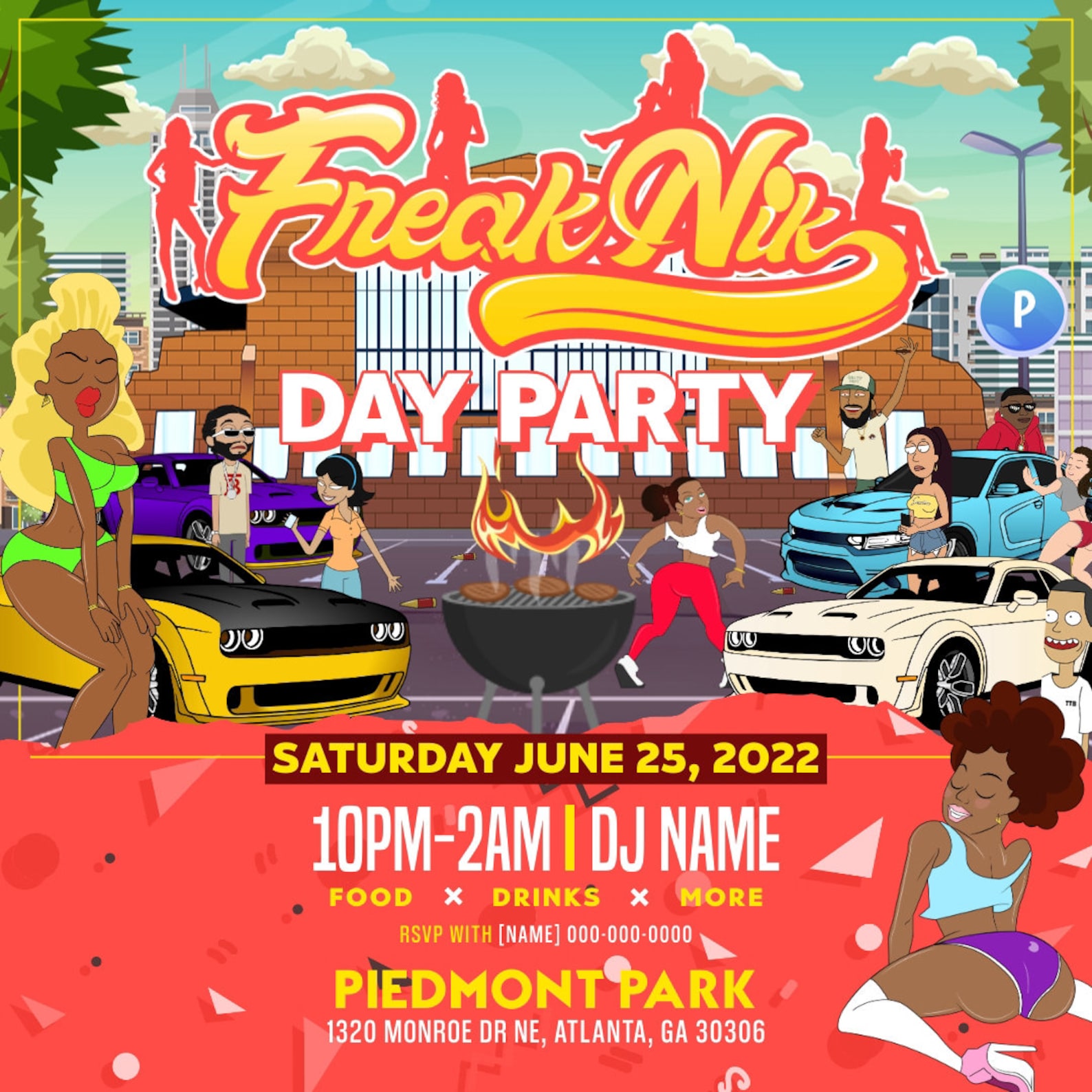 Digital Invitation Freaknik Flyer, Freaknik Day Party Invitation