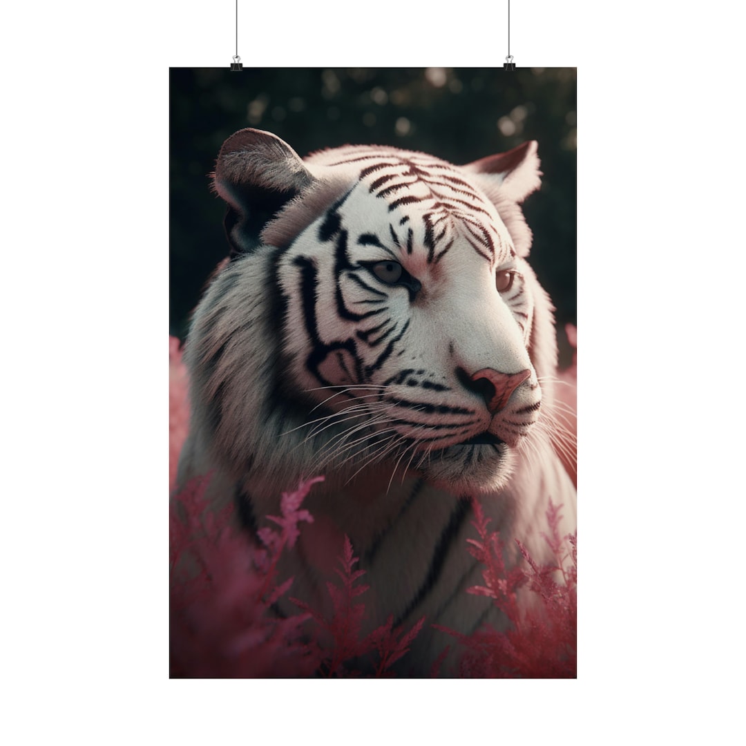 Tiger Poster, Wild White Tiger, Tiger Wall Art, Tiger Room Ideas