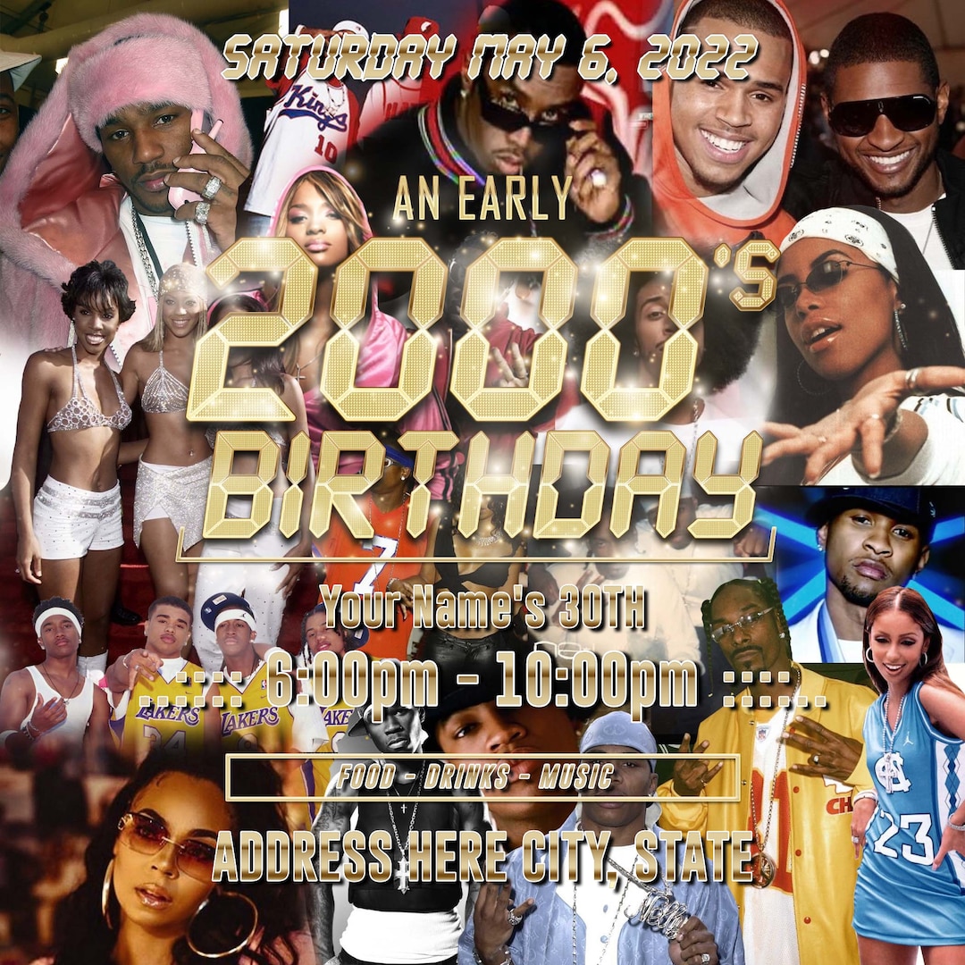 An Early 2000s Party Flyer, 2000s Birthday Invitation, Digital