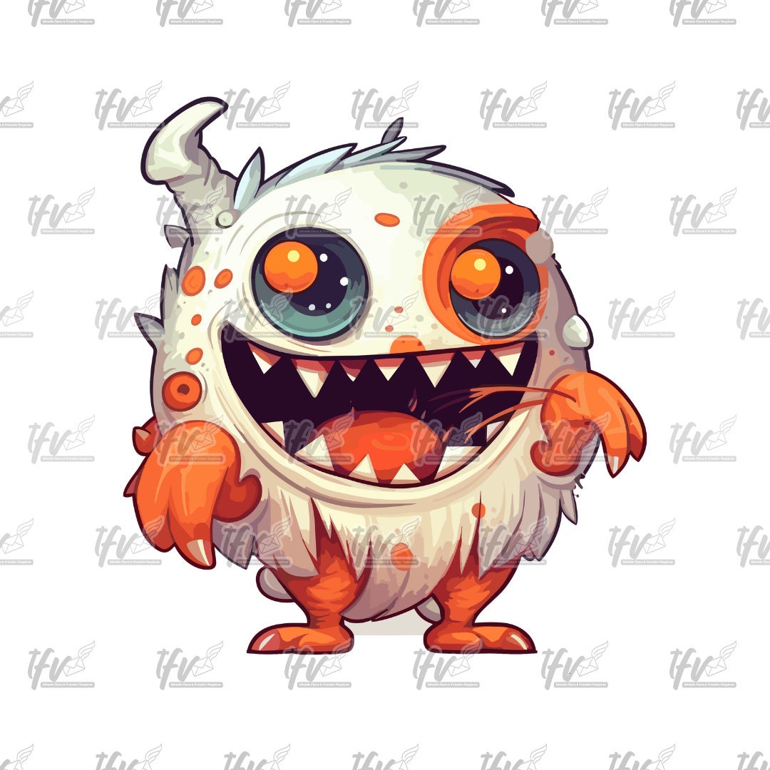 Furry Monster Clipart Furry Monster Png Halloween PNG - Etsy